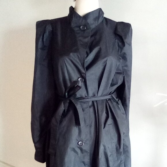 VTG Weather Wise Trench Coat With Matching Belt By Betsey B Puff Shoulders Sz S - Picture 11 of 11